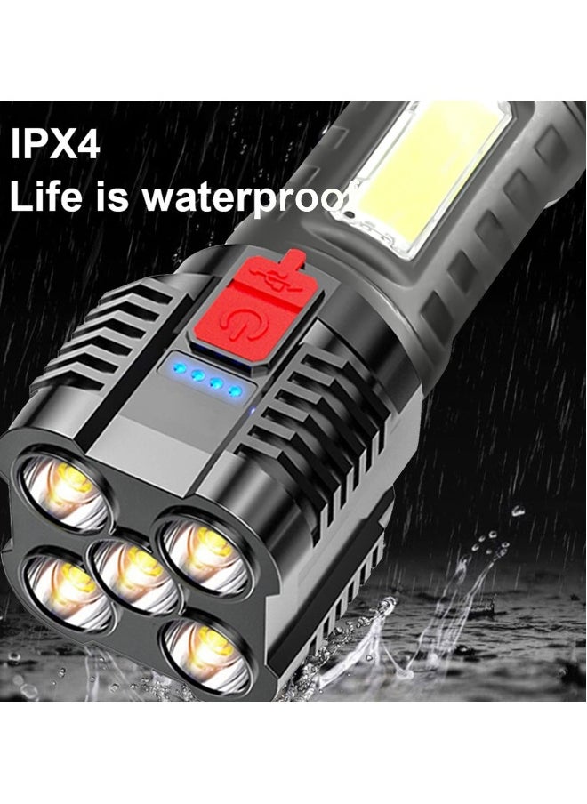 Generic SYOSI Super Bright LED Flashlight, Outdoor Heavy Duty Flashlight with 4 Modes and 5 Wicks, for Emergency, Camping, Hiking, Adventure, Fishing, IPX4 Waterproof, Large Capacity Rechargeable  - Image 4