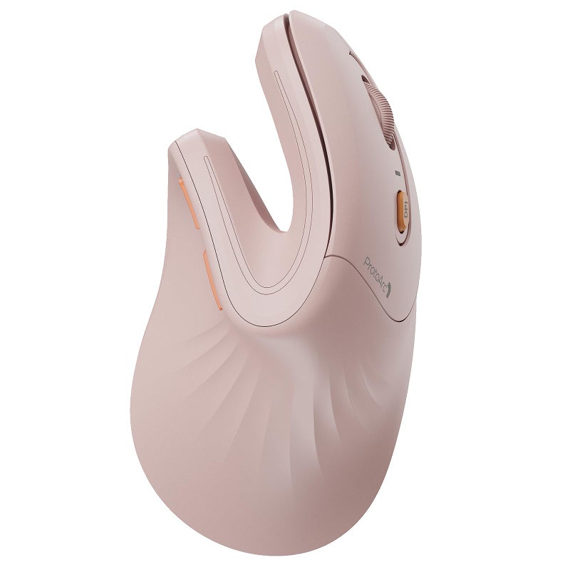 ProtoArc Ergonomic Mouse, EM11 NL Bluetooth Rechargeable Wireless Vertical Mouse, 3 Multi-Device Connectivity for Computer/PC/Laptop, 2.4GHz USB-A Optical Mice for Windows, Mac OS, Pink - Image 1