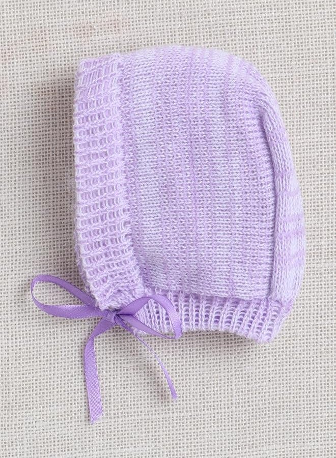 BUMZEE كنزة صوفية بأكمام طويلة للبنات الصغيرات من بامزي، لونها لافندر، مع قبعة وجوارب، مناسبة لعمر 3-6 أشهر (Peb10071C-lvd) - Image 4