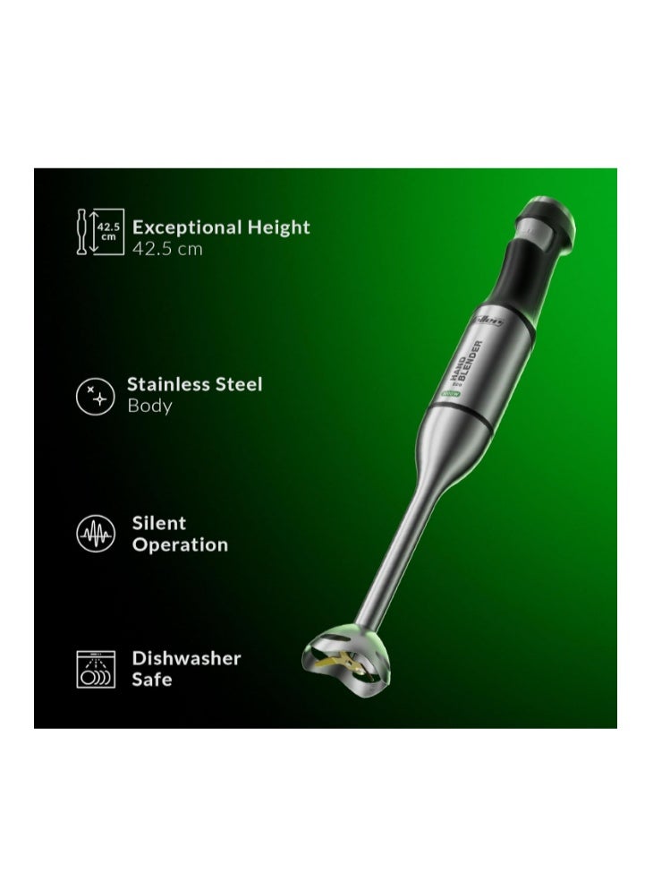 Feller Germany Hand Blender, 1000 W, Smart Speed Control, 4-finned Titanium Coated Blade, Stainless Steel Body, Extra Long Head for Deep Mixing, HB1000 Eco,2Y Guarantee-UAE Version - Image 4