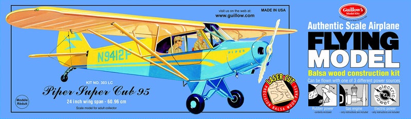 Guillows Guillow's Piper Super Cub 95 Laser Cut Model Kit Blue, Small - Image 1