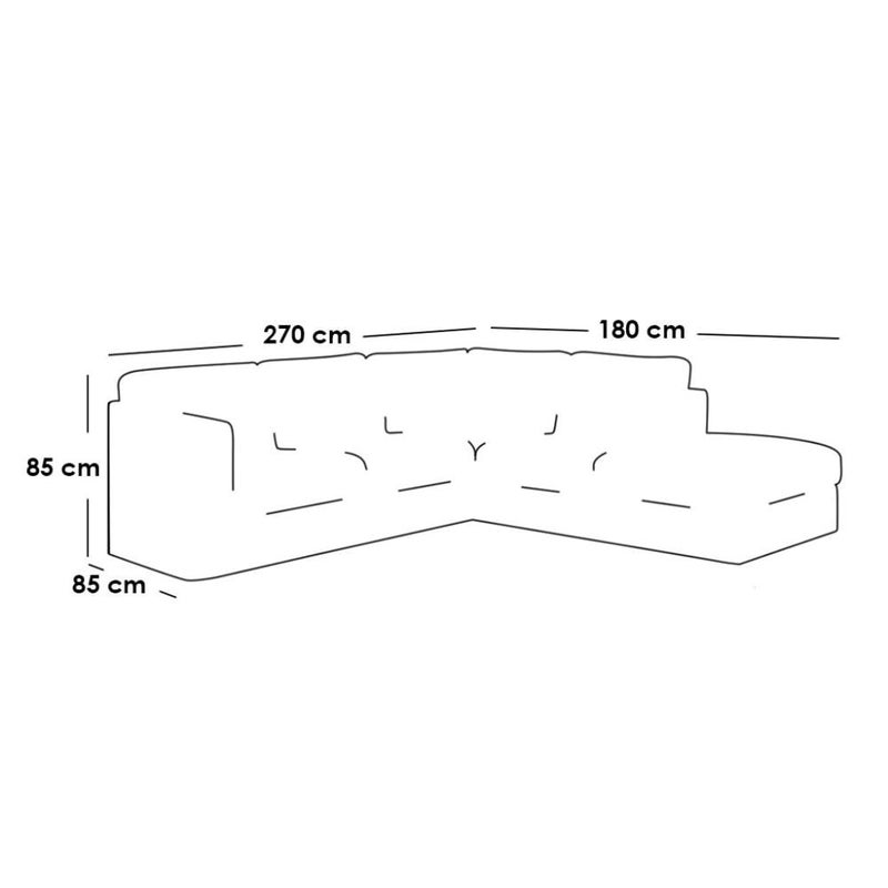 بيتك كنبة زاوية 270×180×85×85 سم - رمادي - Image 2
