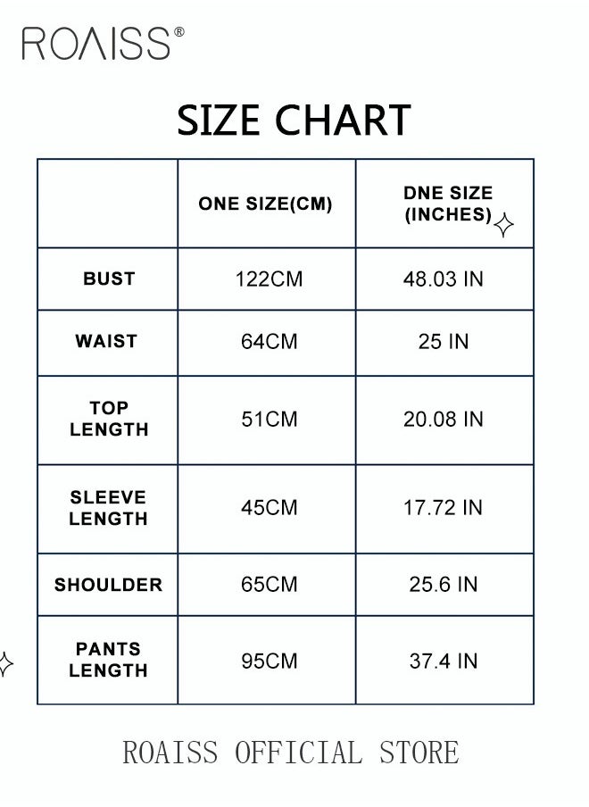 roaiss Women's Oversized Loose Suit Knitted Sweater Outfits 2 Piece Casual Set Solid Color Long Sleeve Wide Leg Pants  - Image 2