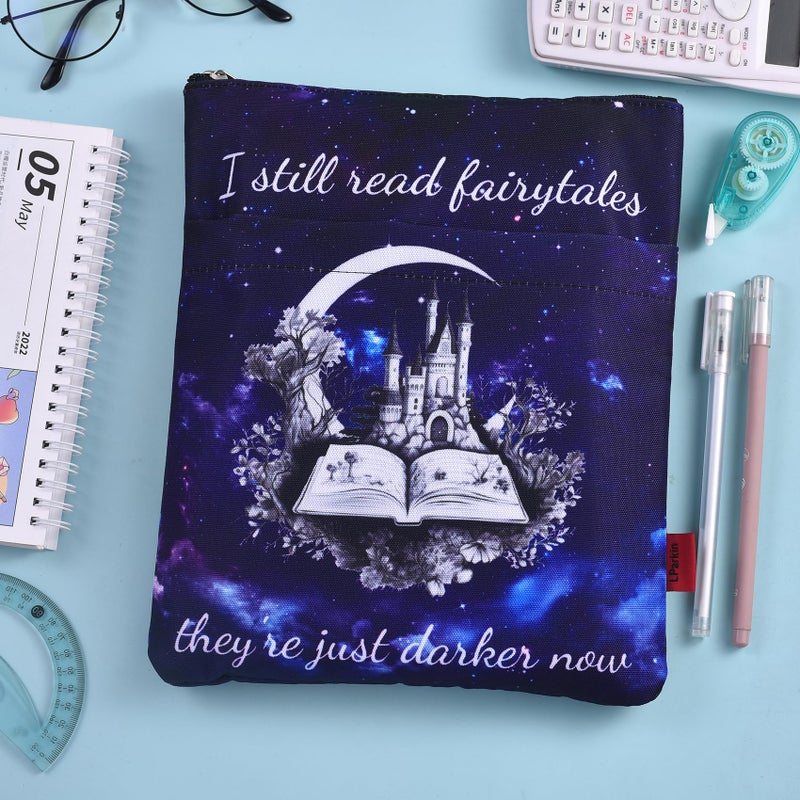 LParkin Book Sleeve Cover with Zipper, I Still Read Fairytales They're Just Darker Now Book Protector Pouch, Washable Fabric Book Sleeves for Romance Lover, 11 x 8.5 Inch Smut Reader Gift - Image 5