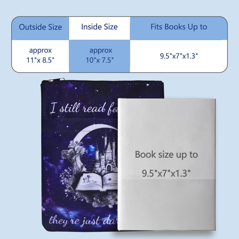 LParkin Book Sleeve Cover with Zipper, I Still Read Fairytales They're Just Darker Now Book Protector Pouch, Washable Fabric Book Sleeves for Romance Lover, 11 x 8.5 Inch Smut Reader Gift - Image 2