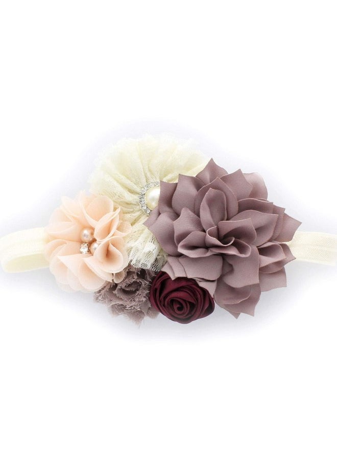 My Lello - My Lello Baby Headband Shabby Fabric Flower Cluster Stretchy Elastic Vintage Mix - Image 1