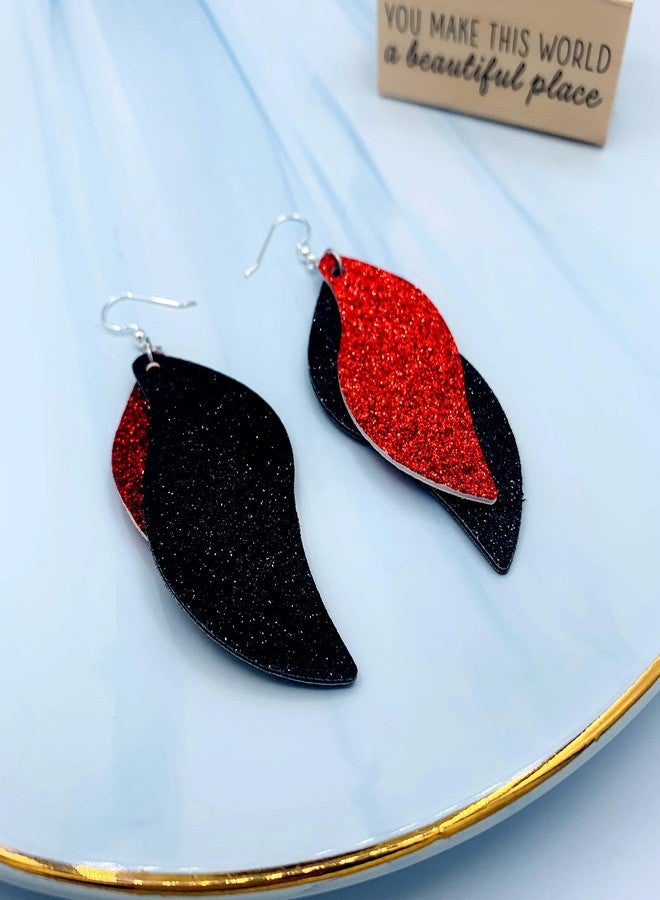 Mall of Style Red & Black Earrings for Women - Black & Red Jewelry - College Spirit Earrings (Red & Black) - Image 3