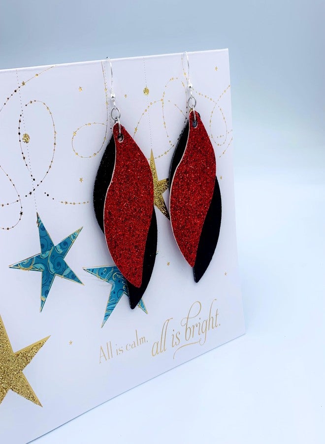Mall of Style Red & Black Earrings for Women - Black & Red Jewelry - College Spirit Earrings (Red & Black) - Image 5