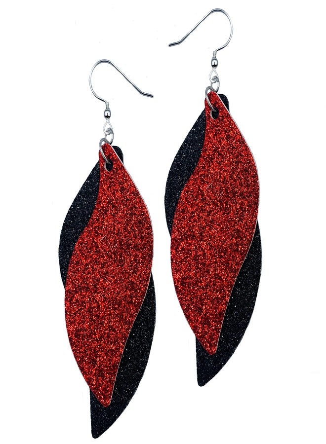 Mall of Style Red & Black Earrings for Women - Black & Red Jewelry - College Spirit Earrings (Red & Black) - Image 1
