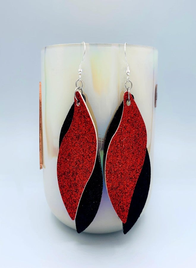 Mall of Style Red & Black Earrings for Women - Black & Red Jewelry - College Spirit Earrings (Red & Black) - Image 4