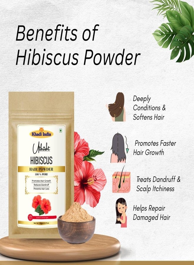 Utkrisht Khadi Amla, Bhringraj and Hibiscus Hair Growth Powder Combo | 100% Natural Ayurvedic Hair Care | Strengthening & Deep Nourishment - Image 4