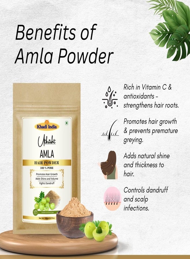 Utkrisht Khadi Amla, Bhringraj and Hibiscus Hair Growth Powder Combo | 100% Natural Ayurvedic Hair Care | Strengthening & Deep Nourishment - Image 2