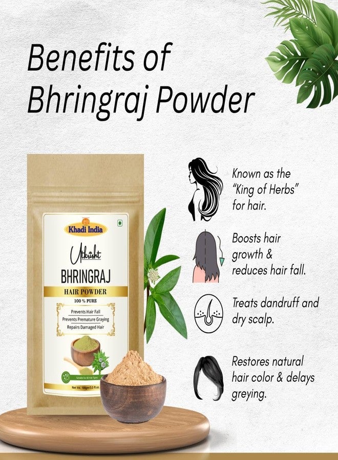 Utkrisht Khadi Amla, Bhringraj and Hibiscus Hair Growth Powder Combo | 100% Natural Ayurvedic Hair Care | Strengthening & Deep Nourishment - Image 3