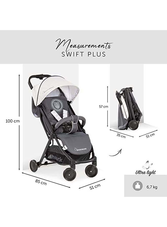 Hauck Disney Swift Plus Travel Stroller – Ultra-Lightweight, 6.7 kg Folded, One-Hand Fold, Fully Reclining Seat, Large Storage Basket – Mickey Cool Vibes, Grey - Image 3