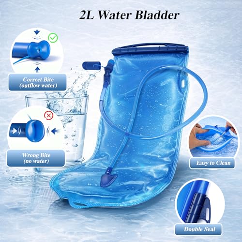 TNYSPORT 2 Pack Hydration Backpack Pack with 2L Hydration Bladder TNYSPORT Lightweight Breathable Water Backpack with 3 Layer Pockets Reinforced Shoulder Straps for Hiking Running Cycling - Image 3