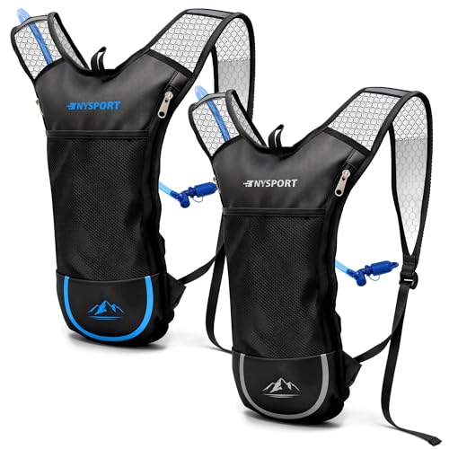 TNYSPORT 2 Pack Hydration Backpack Pack with 2L Hydration Bladder TNYSPORT Lightweight Breathable Water Backpack with 3 Layer Pockets Reinforced Shoulder Straps for Hiking Running Cycling - Image 1