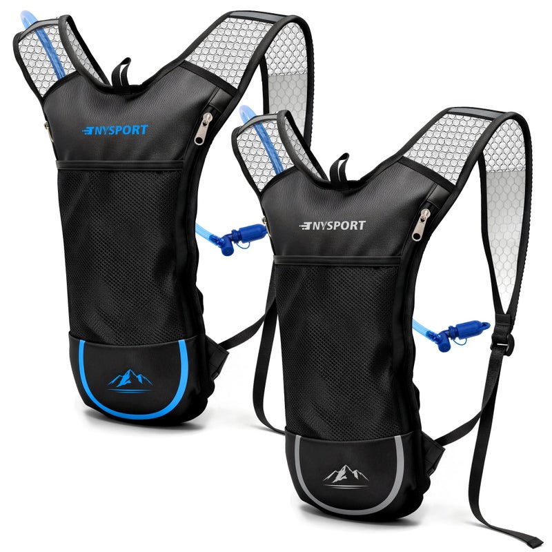 TNYSPORT 2 Pack Hydration Backpack Pack with 2L Hydration Bladder TNYSPORT Lightweight Breathable Water Backpack with 3 Layer Pockets Reinforced Shoulder Straps for Hiking Running Cycling - Image 2