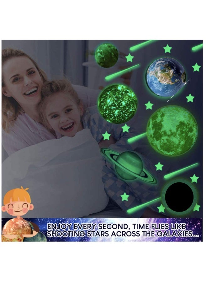 200 Pieces Glow In The Dark Stars And Planets For Ceiling 3D Realistic Nasa Space Decor Dwarf Planets Pluto Moon Sun Glow In The Dark Stars Solar System For Kids Wall Decals Boys Room Decor  - Image 5