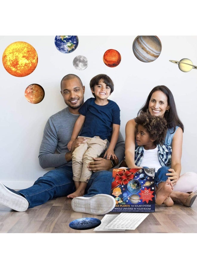 200 Pieces Glow In The Dark Stars And Planets For Ceiling 3D Realistic Nasa Space Decor Dwarf Planets Pluto Moon Sun Glow In The Dark Stars Solar System For Kids Wall Decals Boys Room Decor  - Image 4