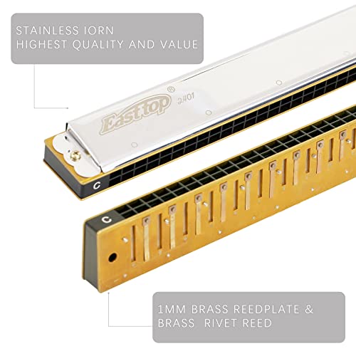 East top 24 Holes Junior Harmonica Key of C, Tremolo Mouth Organ Harmonica For Adults, Beginners, Professionals and Students T2401 - Image 3