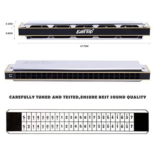 East top 24 Holes Junior Harmonica Key of C, Tremolo Mouth Organ Harmonica For Adults, Beginners, Professionals and Students T2401 - Image 4