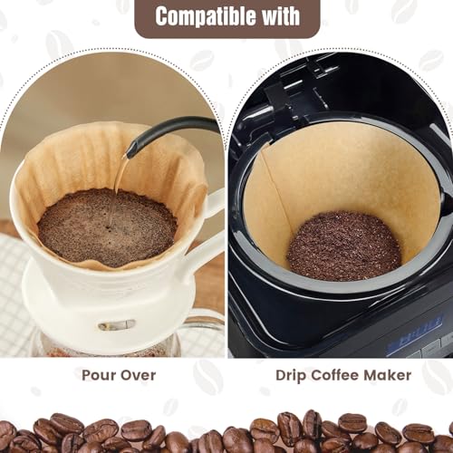 Clinuse 200 Count Cone Coffee Filters #4, Unbleached 04 Coffee Filters 8-12 Cup, Disposable Natural Paper Filters, No.4 Cone Filters for Ninja, Pour Over and Drip Coffee Maker - Image 5