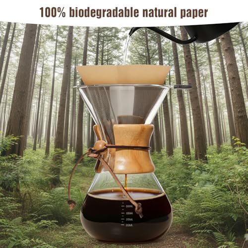 Clinuse 200 Count Cone Coffee Filters #4, Unbleached 04 Coffee Filters 8-12 Cup, Disposable Natural Paper Filters, No.4 Cone Filters for Ninja, Pour Over and Drip Coffee Maker - Image 3