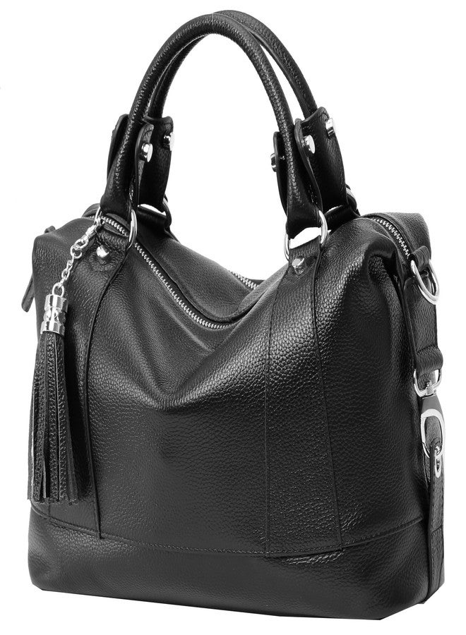 HESHE Leather Purses and Handbags for Women Shoulder Bag Tote Top Handle Bags Hobo Purses Designer Satchel Purse Ladies Crossbody Bag (Black) - Image 1