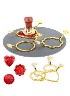 Excefore 3 Pack Metal Wax Seal Molds With Round Flower Heart Shape For 1 Inch Wax Seal Stamp, DIY Craft Adhesive Waxing  - Image 1