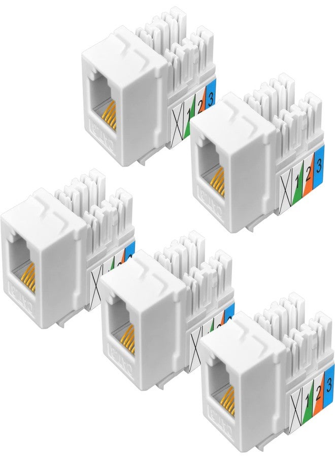 NECABLES 5Pack CAT3 Telephone Keystone Jack Phone Keystone Jack Punch Down Type 110 IDC to RJ11/RJ12 6P6C Female White - Image 1