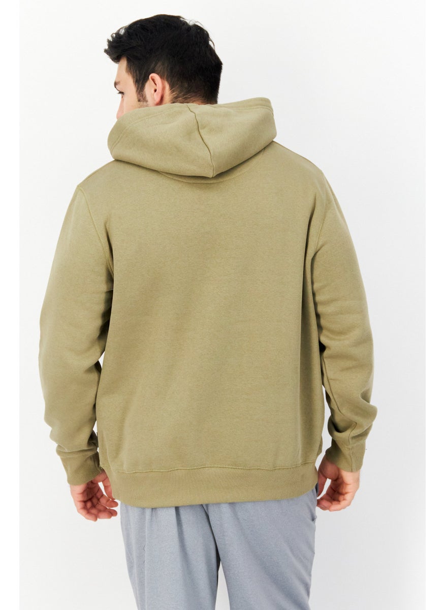 French Connection - Men Long Sleeve Brand Logo Hoodie, Light Olive - Image 1
