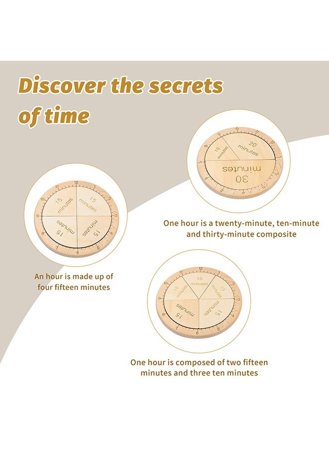 Muyixin Wooden Montessori Fraction Clock Toy Math Learning Time Teaching Materials Set an Hour of Puzzles with Minute Tiles for Kids  - Image 2