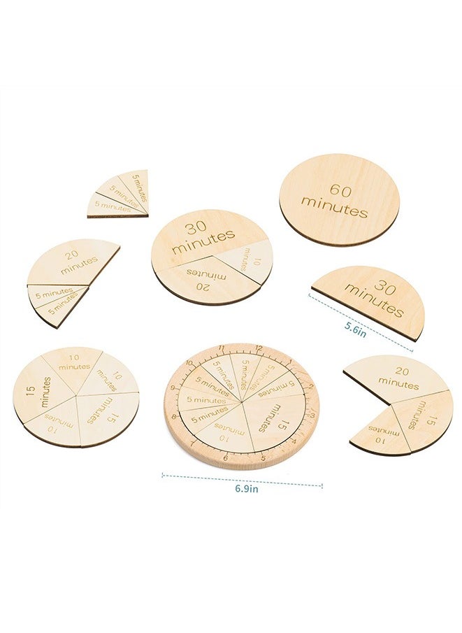 Muyixin Wooden Montessori Fraction Clock Toy Math Learning Time Teaching Materials Set an Hour of Puzzles with Minute Tiles for Kids  - Image 3
