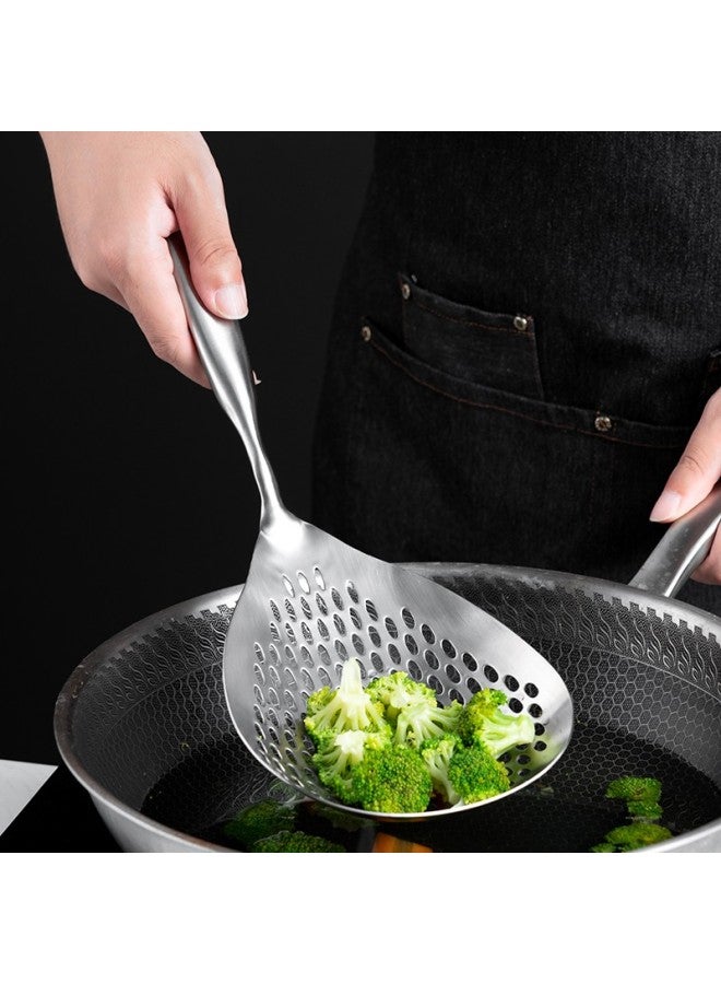 Onlycook Onlycook 304 Stainless Steel Strainer, Large Dumpling Skimmer, Deep-frying Filter, Kitchen Slotted Spoon, Thickened Long-handled Large Ladle  - Image 3