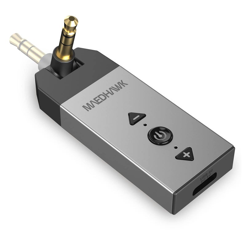MaedHawk Bluetooth Aux Adapter for Car, Maedhawk Aux to Bluetooth 5.2 Audio Receiver for Car Home Stereo Speaker Headphone, Rotatable 3.5mm Wireless Aux Bluetooth Car Adapter, Handsfree Calls, A2DP - Image 1