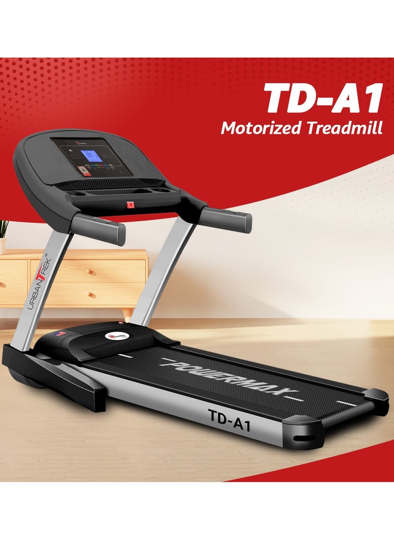 PowerMax Fitness - PowerMax Fitness Urbantrek™ Td-A1 (4.0Hp Peak) Treadmill For Home, Cardio Training, With 15 Level Auto-Incline, 12 Pre-Set Programs, Max User Weight 110Kg, Max Speed 16Km/Hr, - Image 1