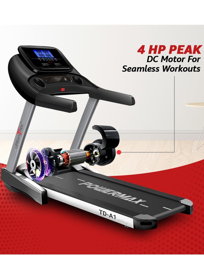 PowerMax Fitness - PowerMax Fitness Urbantrek™ Td-A1 (4.0Hp Peak) Treadmill For Home, Cardio Training, With 15 Level Auto-Incline, 12 Pre-Set Programs, Max User Weight 110Kg, Max Speed 16Km/Hr, - Image 1