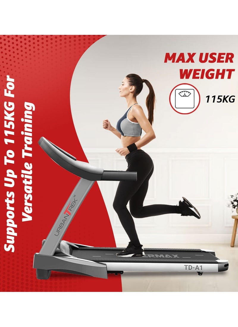 PowerMax Fitness - PowerMax Fitness Urbantrek™ Td-A1 (4.0Hp Peak) Treadmill For Home, Cardio Training, With 15 Level Auto-Incline, 12 Pre-Set Programs, Max User Weight 110Kg, Max Speed 16Km/Hr, - Image 1