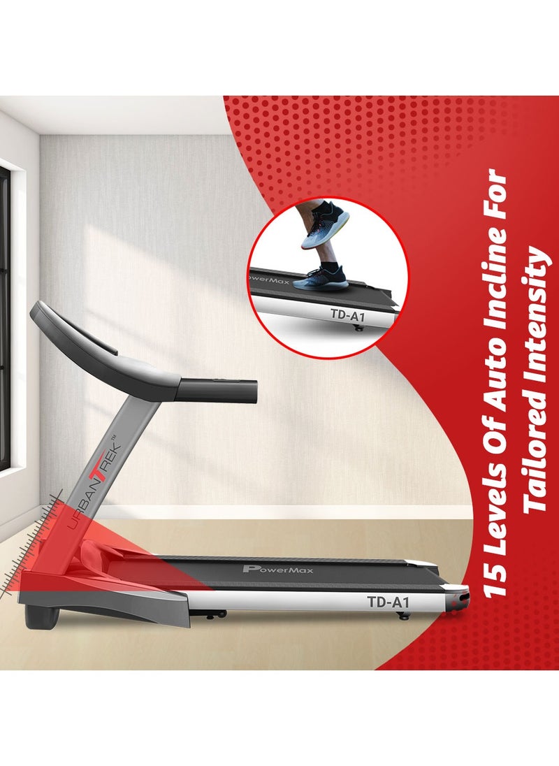 PowerMax Fitness - PowerMax Fitness Urbantrek™ Td-A1 (4.0Hp Peak) Treadmill For Home, Cardio Training, With 15 Level Auto-Incline, 12 Pre-Set Programs, Max User Weight 110Kg, Max Speed 16Km/Hr, - Image 1