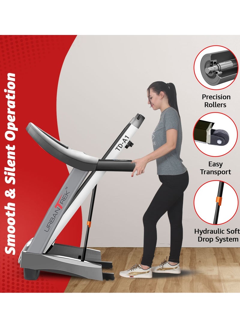 PowerMax Fitness - PowerMax Fitness Urbantrek™ Td-A1 (4.0Hp Peak) Treadmill For Home, Cardio Training, With 15 Level Auto-Incline, 12 Pre-Set Programs, Max User Weight 110Kg, Max Speed 16Km/Hr, - Image 1