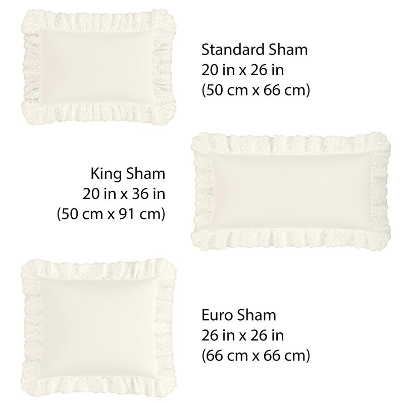 FRESH IDEAS Ruffled Bed Pillow Shams with Embroidered Eyelet Detail, King, Ivory, 2-Pack - Image 5