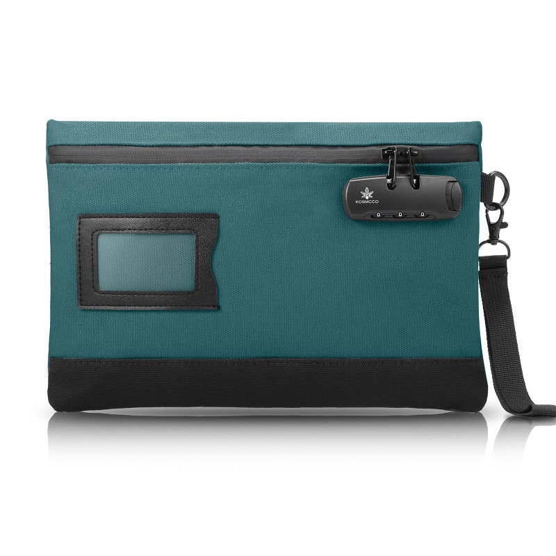 KOSMCCO Money Bag with Lock, 11.8 x 7.9 Inches Durable Canvas Cash Pouch Bank Bag for Cash, Passports, Notary Supplies, Medicine, Valuable Storage, Cyan - Image 1