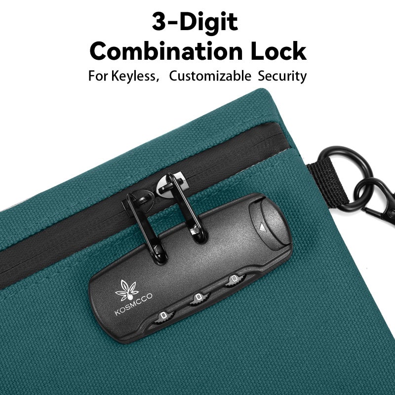 KOSMCCO Money Bag with Lock, 11.8 x 7.9 Inches Durable Canvas Cash Pouch Bank Bag for Cash, Passports, Notary Supplies, Medicine, Valuable Storage, Cyan - Image 5