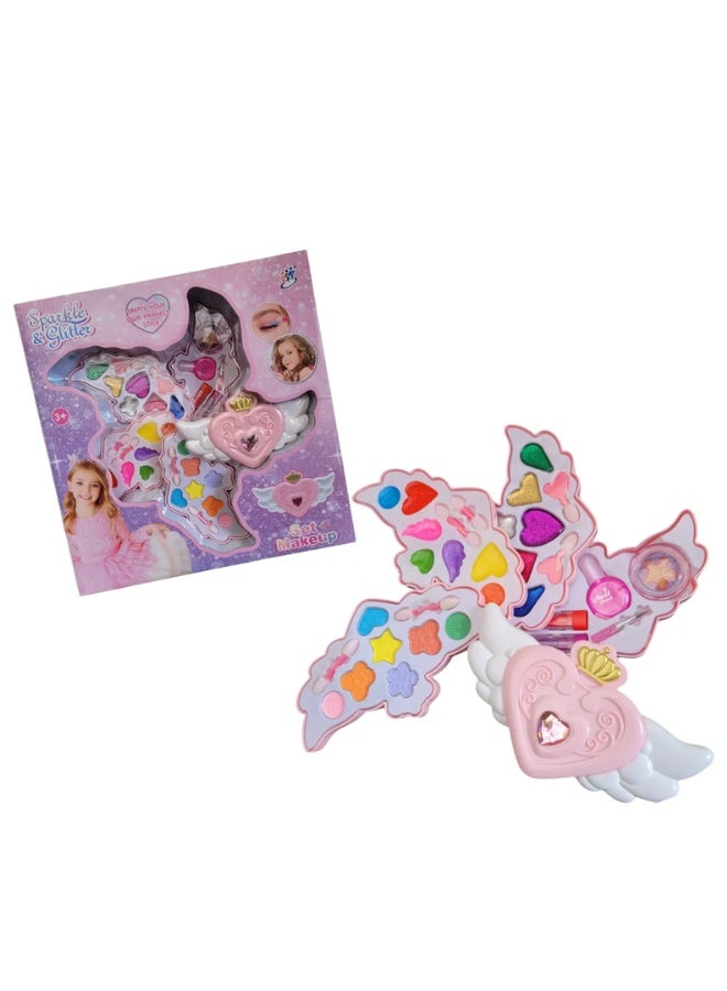 DAT Sparkle & Glitter Princess Makeup Set Toy with Winged Heart Palette & Accessories for Kids 3+ - Image 3