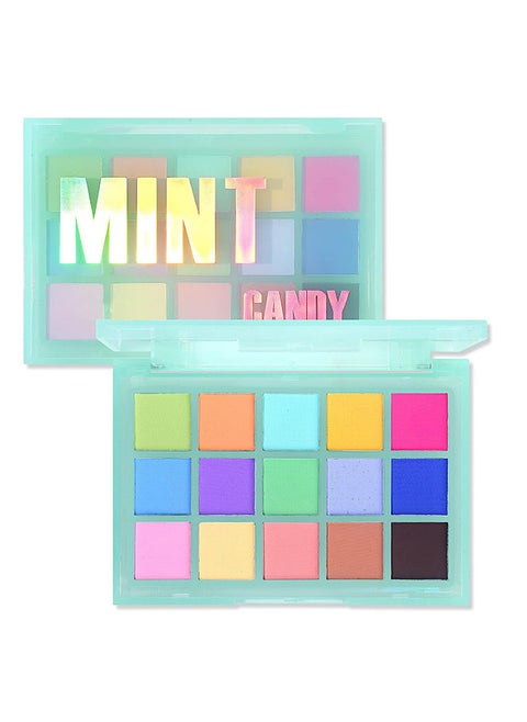 15 Colorful Matte Makeup Eyeshadow Palette, 15 Shades Vibrant MACARON Pastel Eye Shadow Pallet, High Pigmented Blendable Rainbow Make Up Plattet Kit - Mint Candy