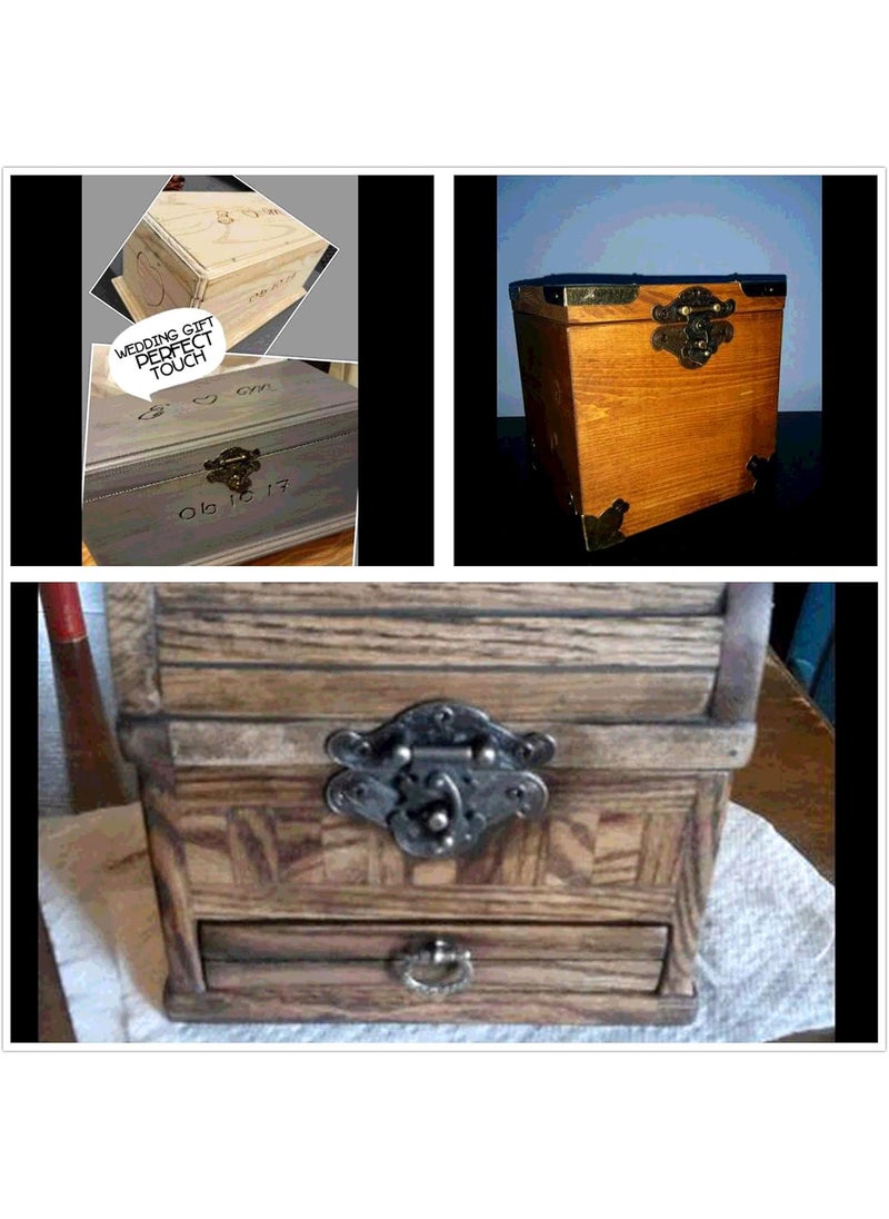 Dophee dophee Decorative Box Latch Hasps Clasp and Butterfly Hinges Kit for DIY Jewelry Box Furniture Cabinet Wooden Case 1Pc Latch Hasps and 2Pcs Vintage Hinges with 14Pcs Screws  - Image 2