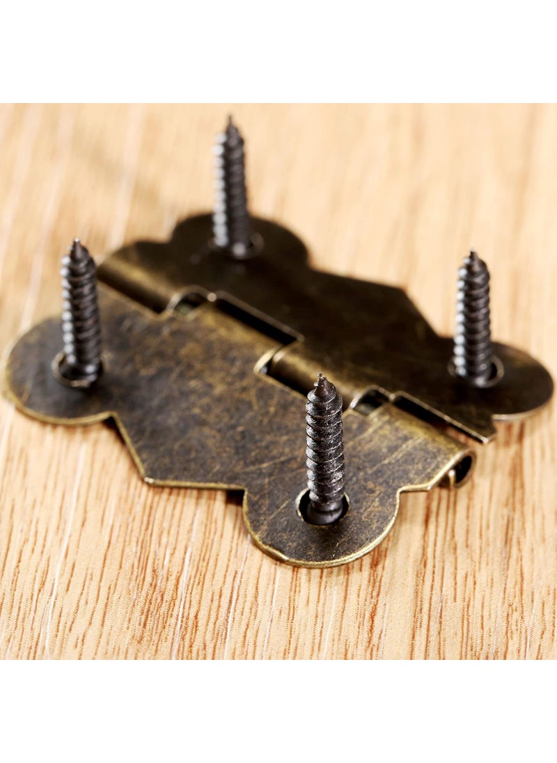 Dophee dophee Decorative Box Latch Hasps Clasp and Butterfly Hinges Kit for DIY Jewelry Box Furniture Cabinet Wooden Case 1Pc Latch Hasps and 2Pcs Vintage Hinges with 14Pcs Screws  - Image 4