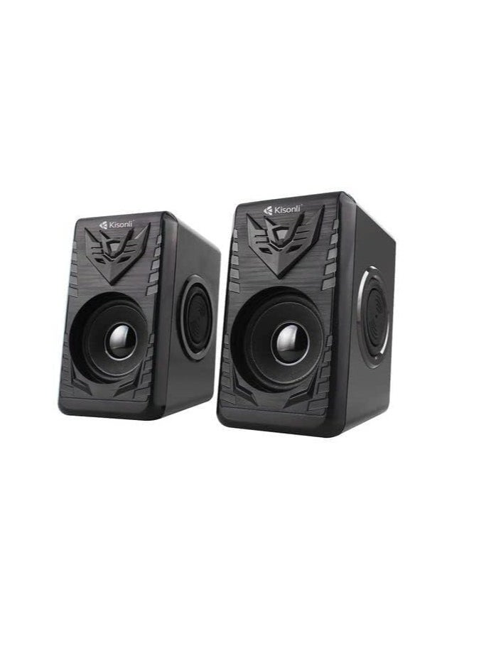 Kisonli - KISONLI T008A USB + AUX 3.5MM Speaker for Computer, LAPTOP 3 WATT PER SPEAKER  WITH MODERN ERGONOMIC DESIGN PERFECT FOR YOUR COMPUTER  SETUP - Image 1