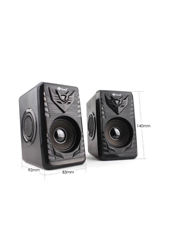 Kisonli - KISONLI T008A USB + AUX 3.5MM Speaker for Computer, LAPTOP 3 WATT PER SPEAKER  WITH MODERN ERGONOMIC DESIGN PERFECT FOR YOUR COMPUTER  SETUP - Image 1
