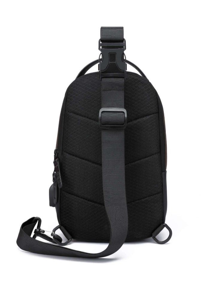 ريبنيو حقيبة صدر رجالية مقاومة للماء ومضادة للسرقة وحقيبة كتف للسفر للرجال مزودة بشاحن USB وحقيبة كروس عالية السعة باللون الأسود والذهبي 88060 - Image 2